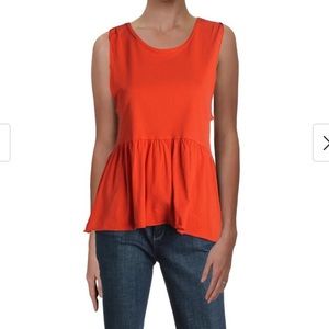 We The Free Women’s Anytime Cotton Fiesta Orange Peplum Tank Top W-076 Size XS